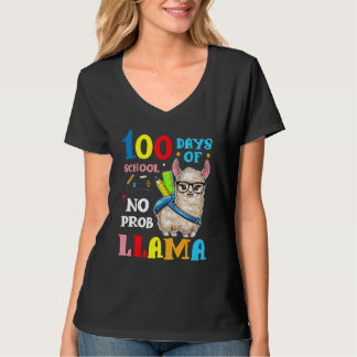 100 Days Of School No Prob llama Llama Teacher And T-Shirt