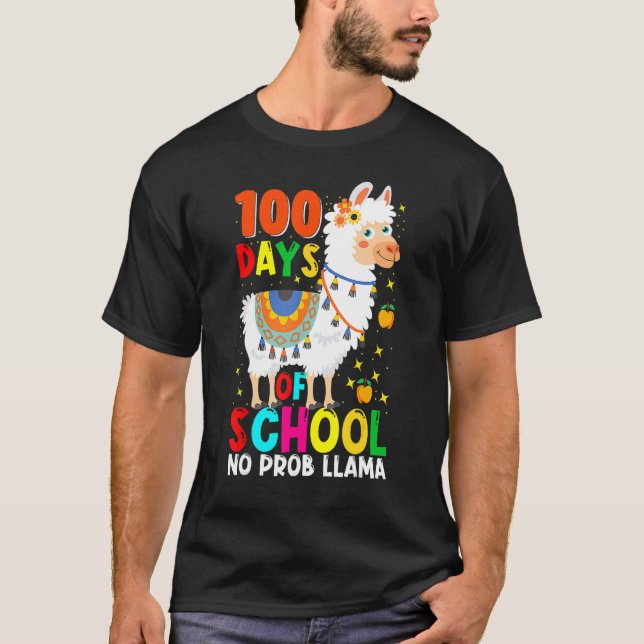 100 Days Of School No Prob Llama Llama Teacher And T-Shirt (Vorderseite)