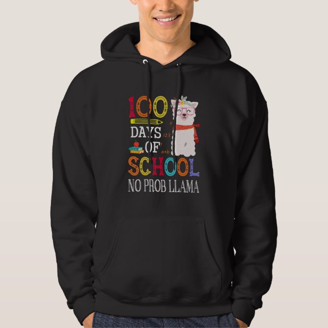 100 Days Of School No Prob llama   Llama Teacher G Hoodie (Vorderseite)
