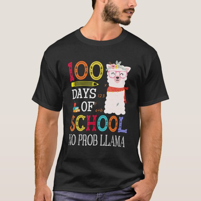 100 Days Of School No Prob llama   Llama Teacher G T-Shirt (Vorderseite)