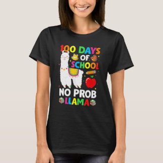 100 Days Of School No Prob Llama Lover Teacher Kid T-Shirt