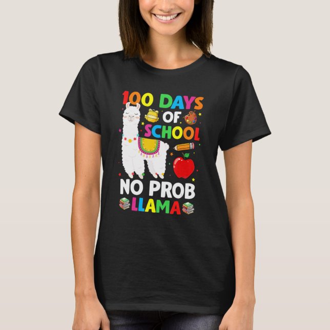 100 Days Of School No Prob Llama Lover Teacher Kid T-Shirt (Vorderseite)