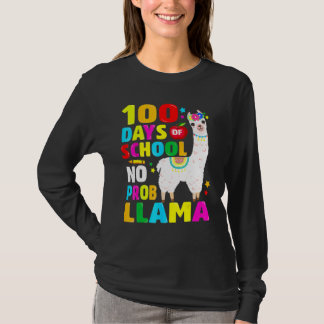 100 Days Of School No Problem Llama Girl 100th Day T-Shirt