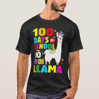 100 Days Of School No Problem Llama Girl 100th Day T-Shirt