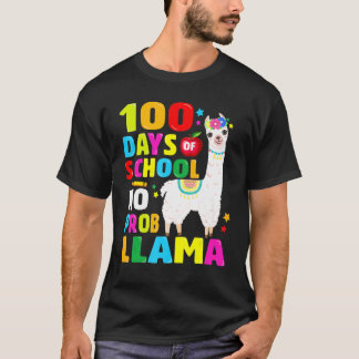 100 Days Of School No Problem Llama Girl 100th Day T-Shirt