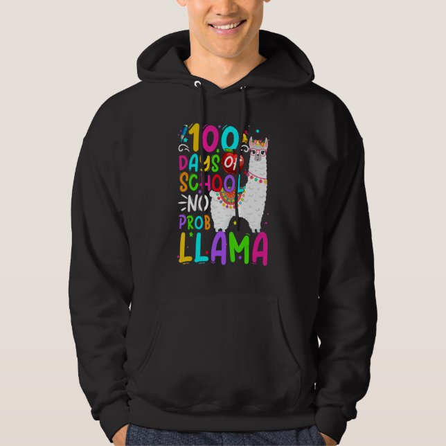 100 Days of School No Probllama Cute Llama 100th D Hoodie (Vorderseite)