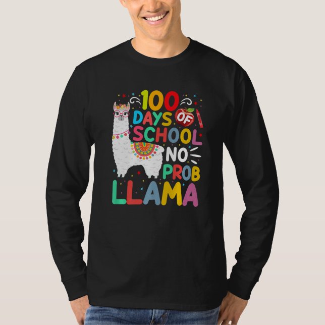 100 Days of School No Probllama Llama 100 Days of  T-Shirt (Vorderseite)