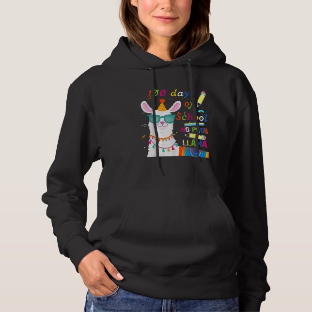 100 Days Of School No Probllama Llama 100th Day 20 Hoodie (Vorderseite)
