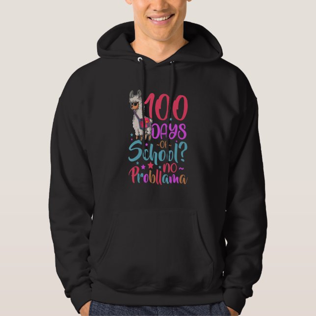 100 Days of School No Probllama Llama 100th Day Of Hoodie (Vorderseite)