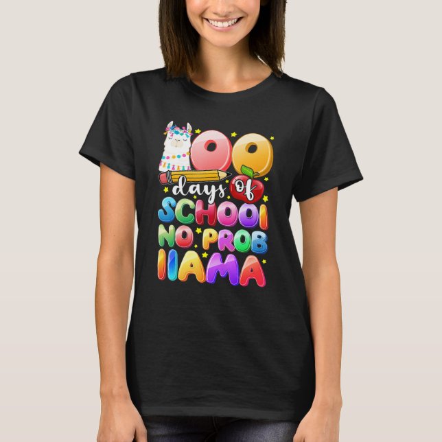 100 Days of School No Probllama Llama Gift Kids Gi T-Shirt (Vorderseite)