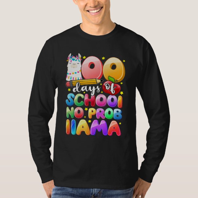 100 Days of School No Probllama Llama Gift Kids Gi T-Shirt (Vorderseite)