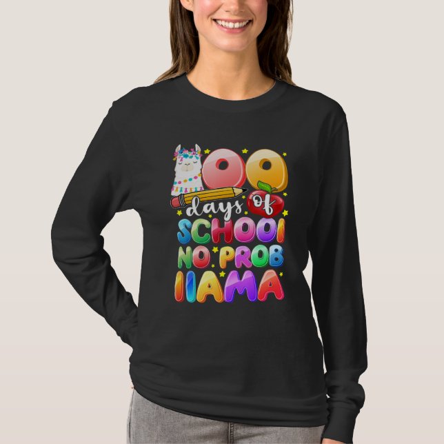 100 Days of School No Probllama Llama Gift Kids Gi T-Shirt (Vorderseite)