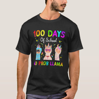 100 Days Of School No Probllama Llama Happy 100th  T-Shirt