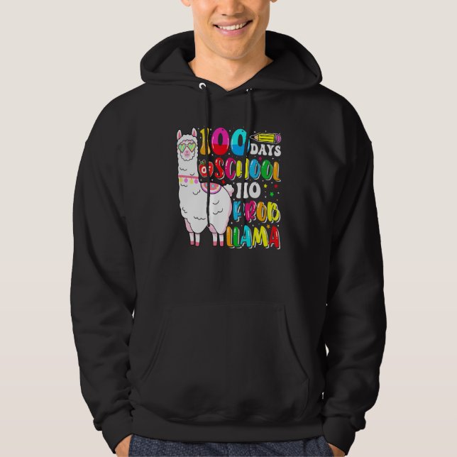 100 Days Of School No Probllama Llama Lover Happy  Hoodie (Vorderseite)