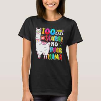 100 Days Of School No Probllama Llama Lover Happy  T-Shirt