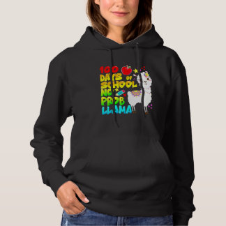 100 Days Of School No Probllama Llama Teachers Stu Hoodie