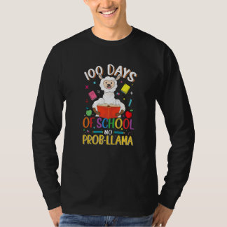 100 Days of School No Probllama Llama Teachers Stu T-Shirt
