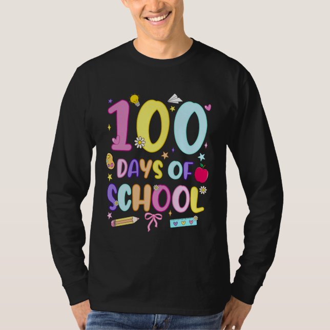 100 Days of School Preppy 100th Day of School Girl T-Shirt (Vorderseite)