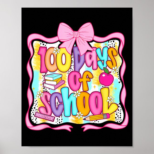 100 Days Of School Preppy 100th Day Of School Teac Poster (Vorne)