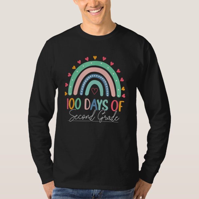 100 Days Of School Rainbow 100th Day Of Second Gra T-Shirt (Vorderseite)