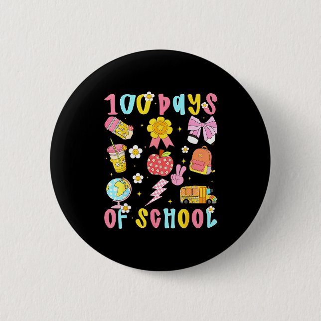 100 Days Of School Rainbow Bow Book Teacher Girl W Button (Vorderseite)