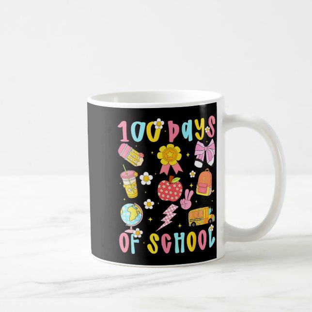100 Days Of School Rainbow Bow Book Teacher Girl W Kaffeetasse (Rechts)