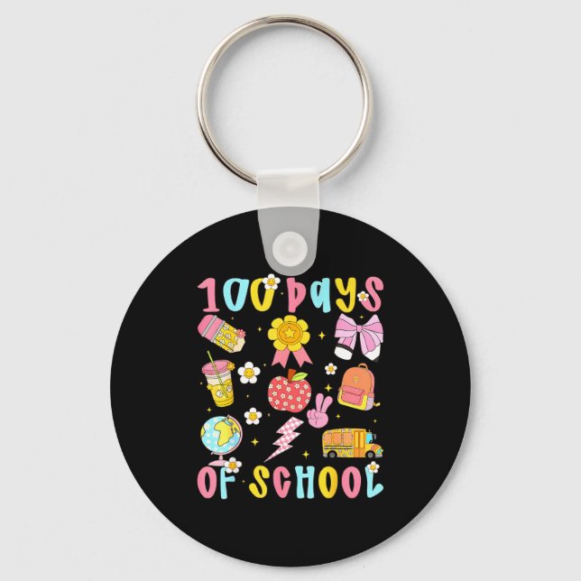 100 Days Of School Rainbow Bow Book Teacher Girl W Schlüsselanhänger (Vorderseite)