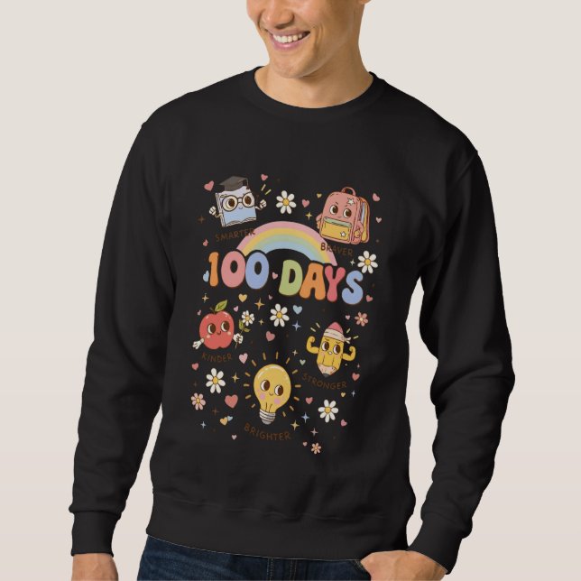 100 Days of School Retro Groovy 100th Day of Schoo Sweatshirt (Vorderseite)