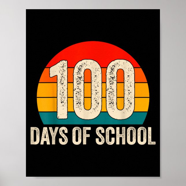 100 Days Of School Retro Teachers Boys 100th Day O Poster (Vorne)