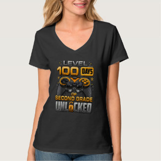 100 Days Of School Second Grade Level Unlocked Vid T-Shirt
