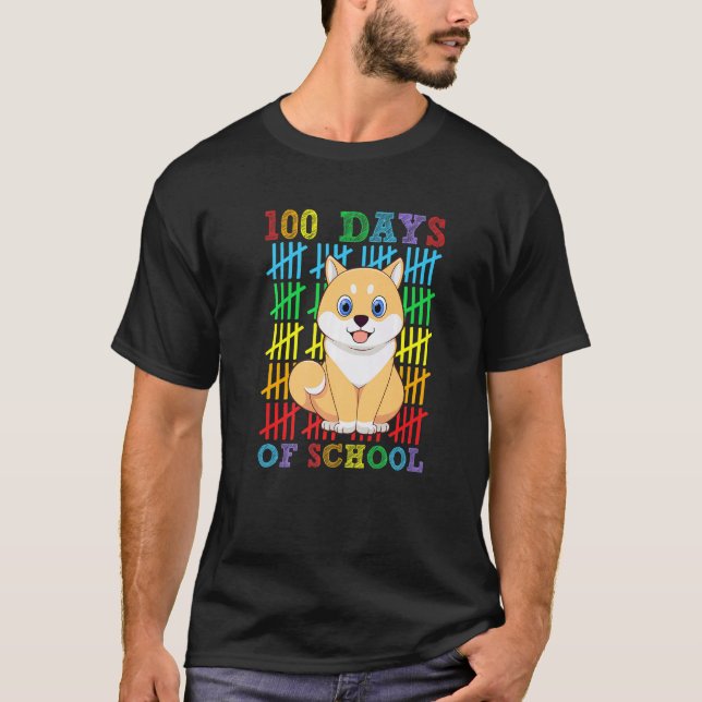 100 Days of School Shiba Inu Dog Lover Cool 100th  T-Shirt (Vorderseite)