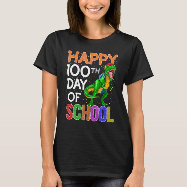 100 Days Of School Shirt Kids Boy Dinosaur T Rex P (Vorderseite)