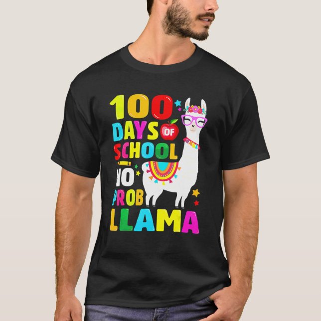100 Days Of School Shirt No Probllama Llama 100th  (Vorderseite)