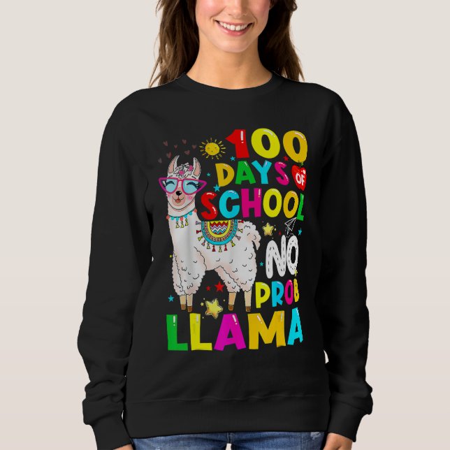 100 Days Of School Shirt No Probllama Llama 100th  (Vorderseite)