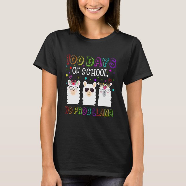 100 Days of School Shirt No Probllama Llama 100th  (Vorderseite)