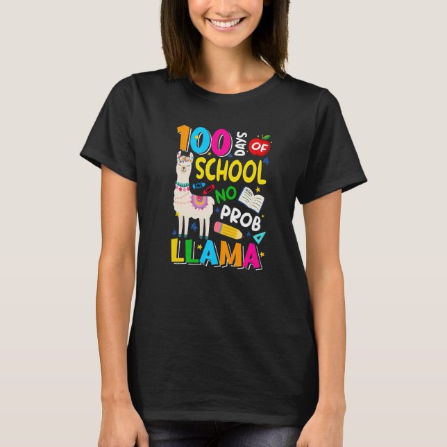 100 Days of School Shirt No Probllama Llama 100th  (Vorderseite)