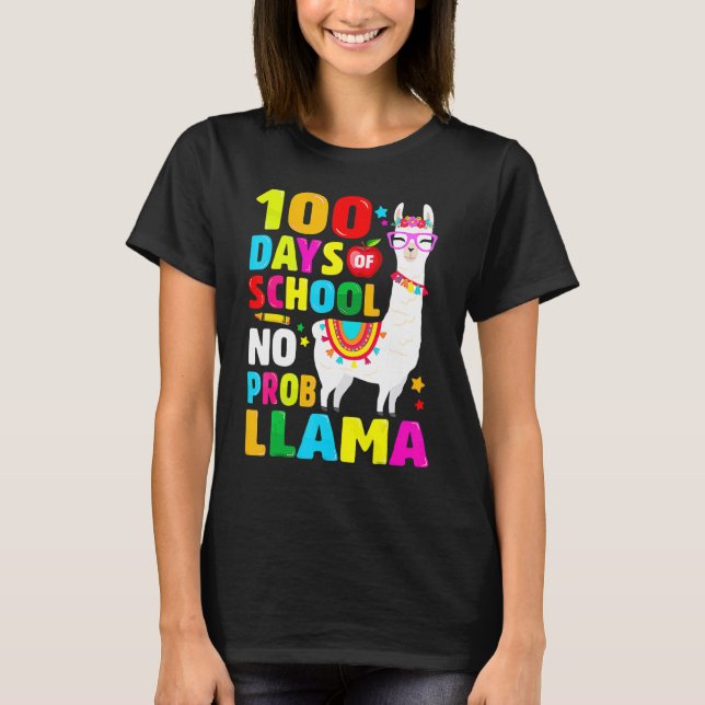 100 Days Of School Shirt No Probllama Llama 100th  (Vorderseite)