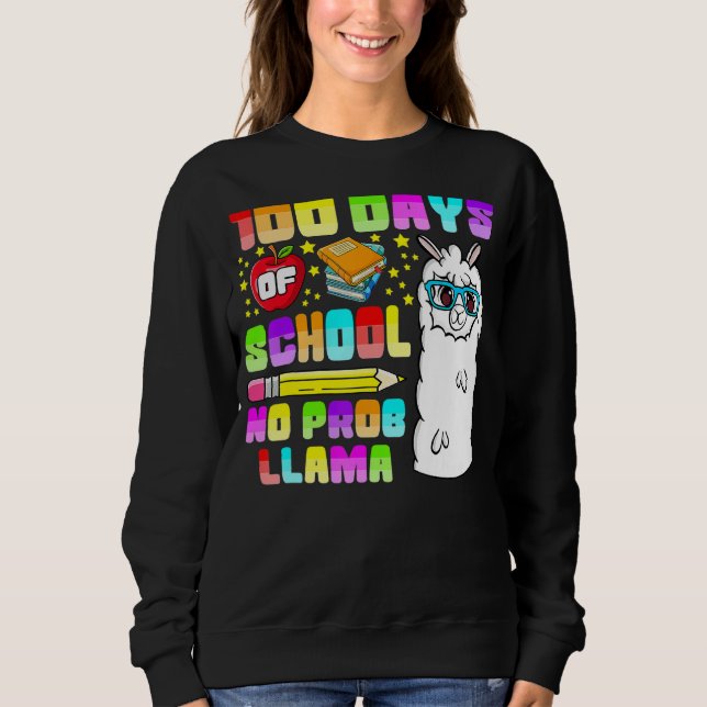 100 Days of School Shirt No Probllama Llama 100th  (Vorderseite)