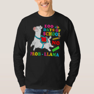 100 Days Of School Shirt No Probllama Llama 100th 