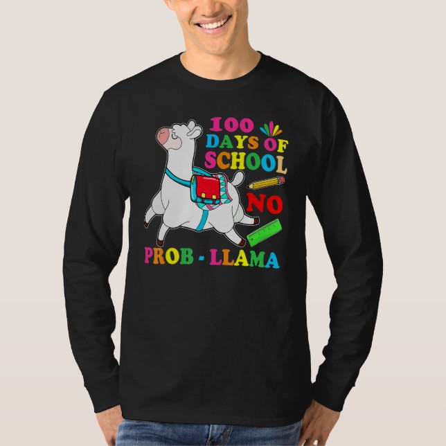 100 Days Of School Shirt No Probllama Llama 100th  (Vorderseite)