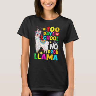 100 Days Of School Shirt No Probllama Llama 100th 