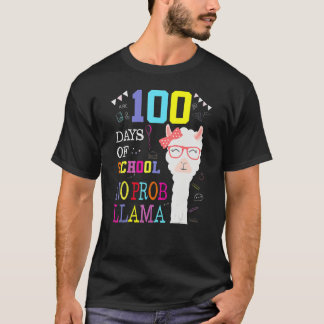 100 Days Of School Shirt No Probllama Llama 100Th 