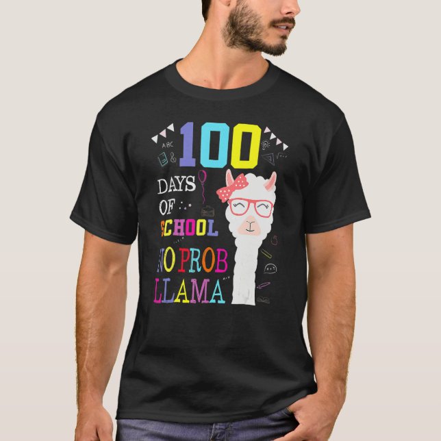 100 Days Of School Shirt No Probllama Llama 100Th  (Vorderseite)