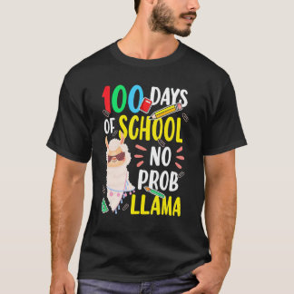 100 Days of School Shirt No Probllama Llama 100th 