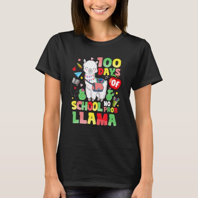 100 Days Of School Shirt No Probllama Llama 100th  (Vorderseite)