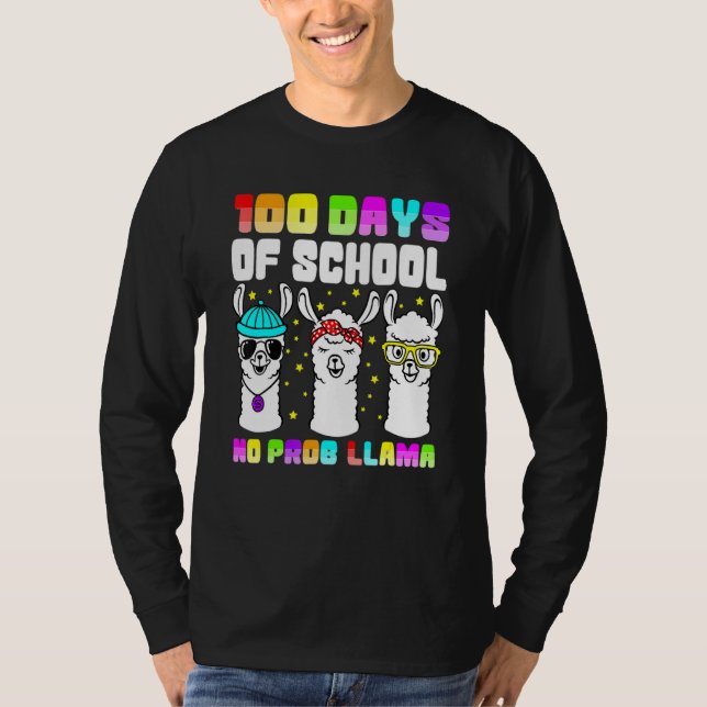 100 Days Of School Shirt No Probllama Llama 100th  (Vorderseite)