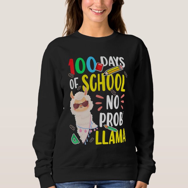 100 Days of School Shirt No Probllama Llama 100th  (Vorderseite)