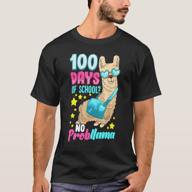 100 Days of School Shirt No Probllama Llama 100th  (Vorderseite)