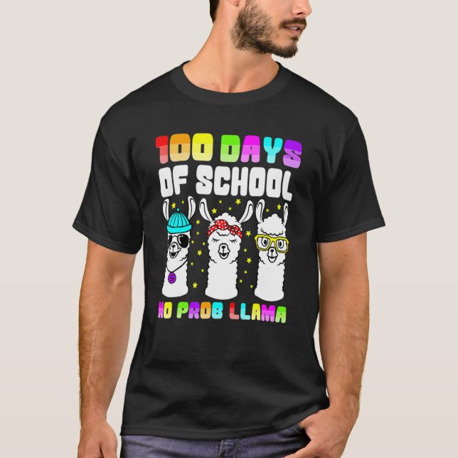 100 Days Of School Shirt No Probllama Llama 100th  (Vorderseite)