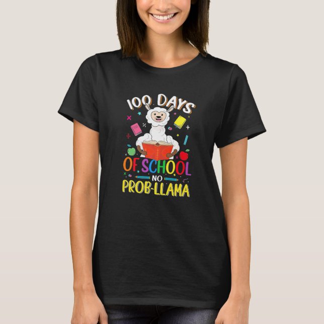 100 Days of School Shirt No Probllama Llama 100th  (Vorderseite)